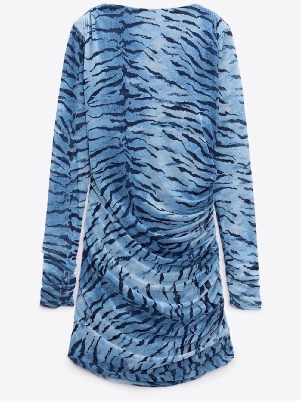 NWT Zara Blue Zebra Print Mini Dress  Size XL